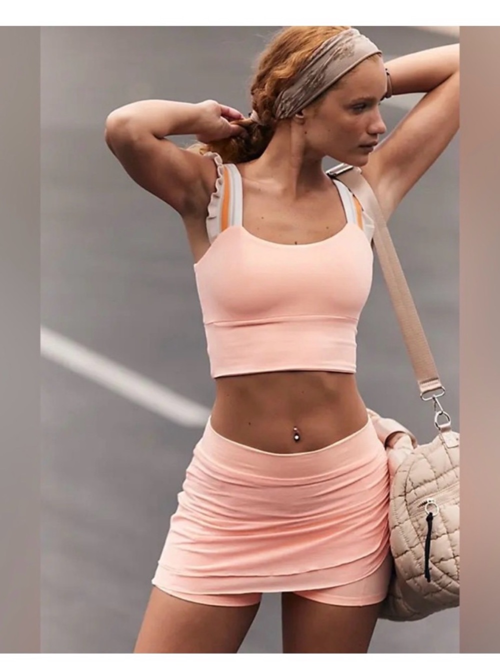 New FP Movement Little Bit of Love Skort Free People Skirt Med Peach Pink Coral